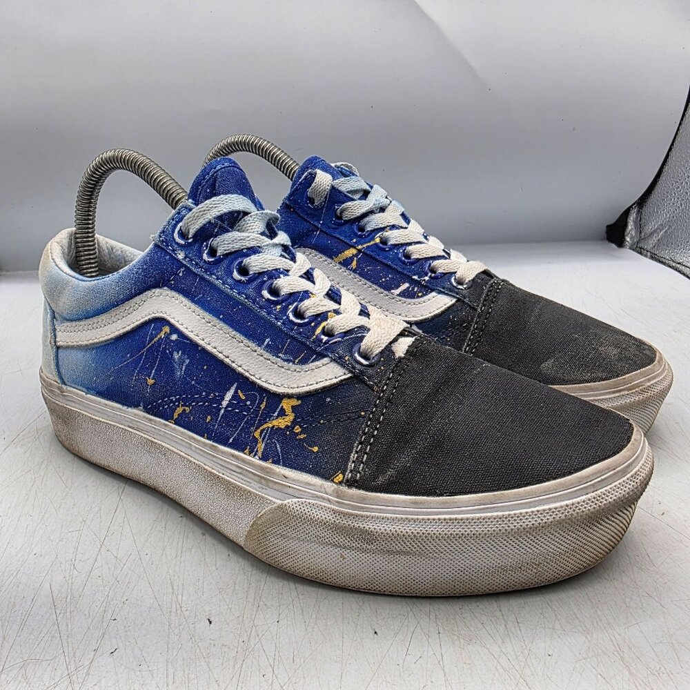 Vans Off The Wall Womens Size 8 Blue Black Sneaker Shoes Walking Casual Comfort